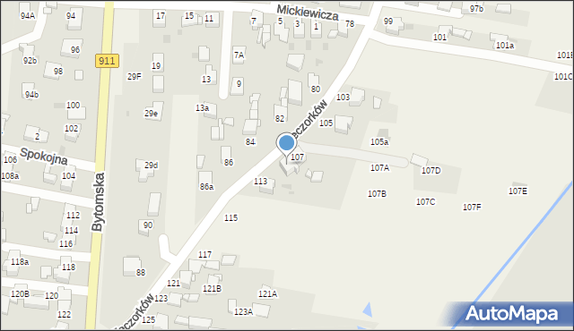 Orzech, Wieczorków, 111, mapa Orzech