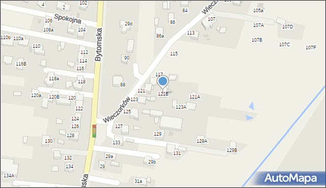 Orzech, Wieczorków, 121B, mapa Orzech