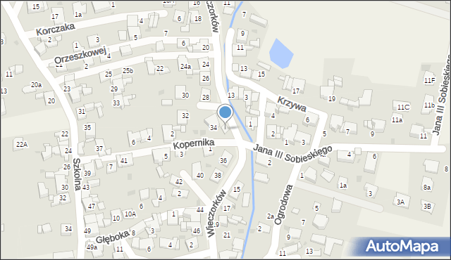 Orzech, Wieczorków, 34A, mapa Orzech