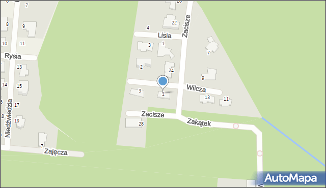 Osielsko, Wilcza, 1, mapa Osielsko