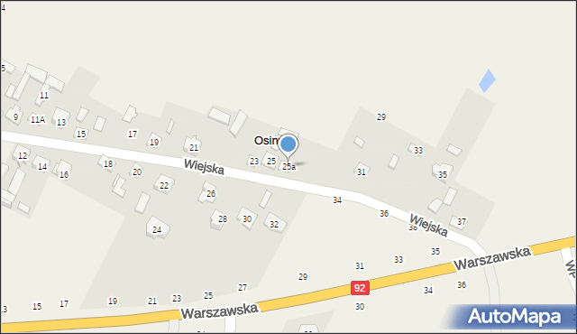 Osiny, Wiejska, 25a, mapa Osiny