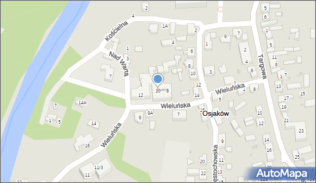 Osjaków, Wieluńska, 10, mapa Osjaków