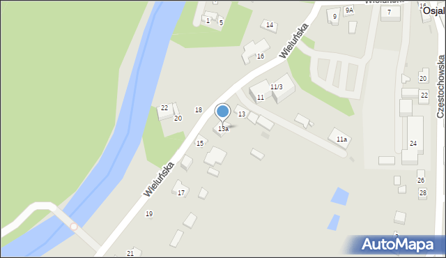 Osjaków, Wieluńska, 13a, mapa Osjaków