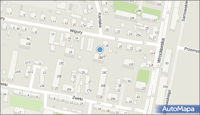 Ostrów Wielkopolski, Wigury Stanisława, inż. pil., 18a, mapa Ostrów Wielkopolski