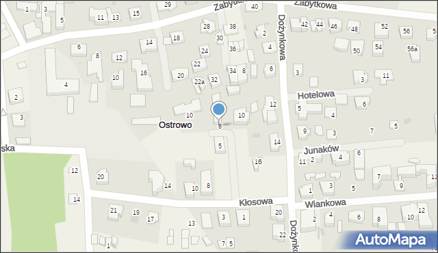 Ostrowo, Wiklinowa, 8, mapa Ostrowo