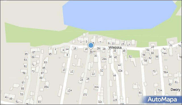 Oświęcim, Wiejska, 20, mapa Oświęcimia