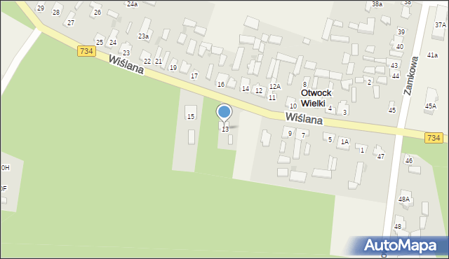 Otwock Wielki, Wiślana, 13, mapa Otwock Wielki