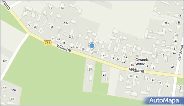 Otwock Wielki, Wiślana, 17, mapa Otwock Wielki