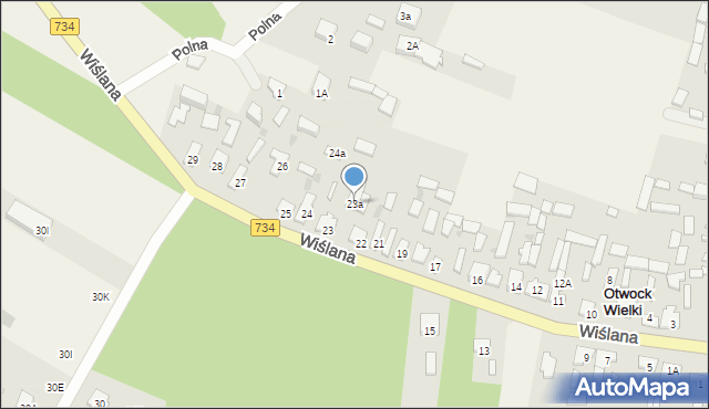 Otwock Wielki, Wiślana, 23a, mapa Otwock Wielki