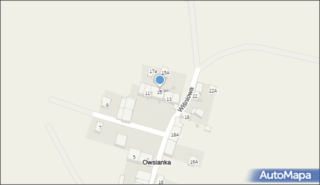 Owsianka, Wiśniowa, 15, mapa Owsianka