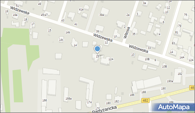 Pabianice, Widzewska, 13, mapa Pabianic