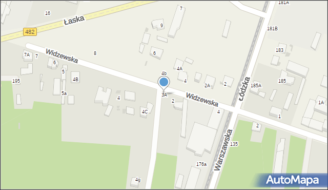 Pabianice, Widzewska, 3A, mapa Pabianic