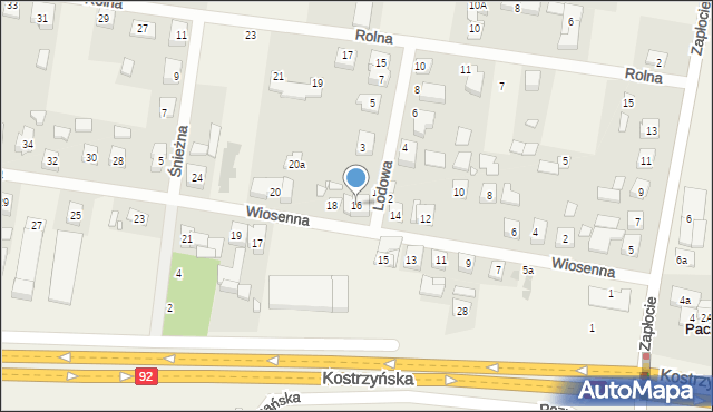 Paczkowo, Wiosenna, 16, mapa Paczkowo