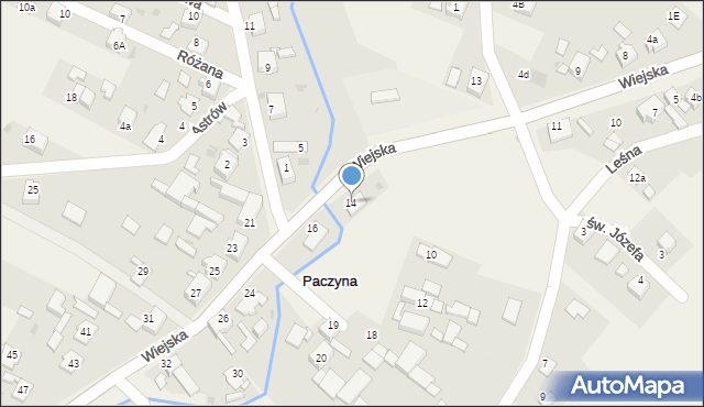 Paczyna, Wiejska, 14, mapa Paczyna