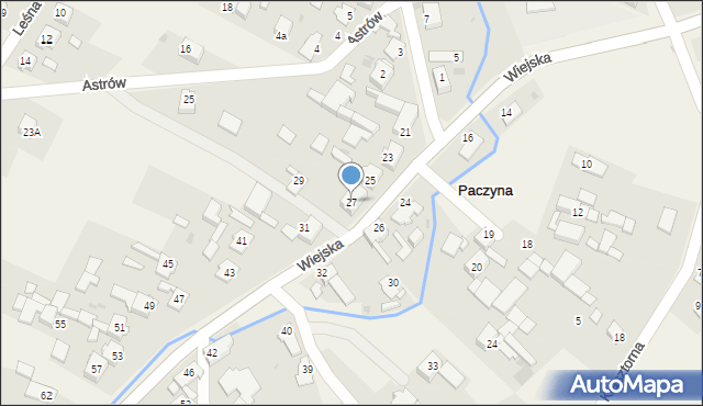 Paczyna, Wiejska, 27, mapa Paczyna