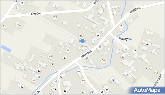 Paczyna, Wiejska, 31, mapa Paczyna