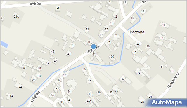 Paczyna, Wiejska, 32, mapa Paczyna