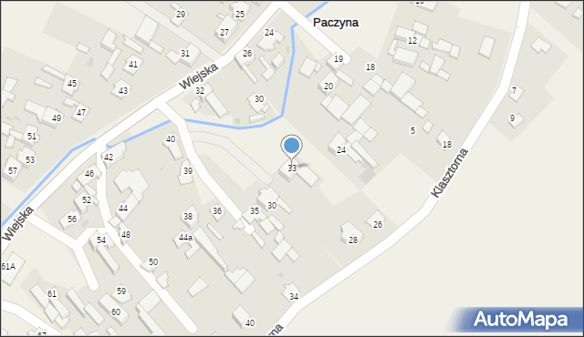 Paczyna, Wiejska, 33, mapa Paczyna