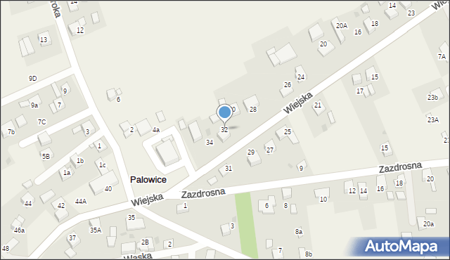 Palowice, Wiejska, 32, mapa Palowice