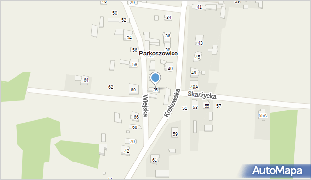 Parkoszowice, Wiejska, 35, mapa Parkoszowice