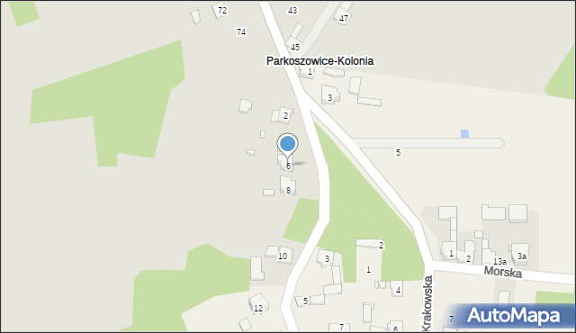 Parkoszowice, Wiejska, 6, mapa Parkoszowice