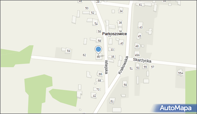 Parkoszowice, Wiejska, 60, mapa Parkoszowice