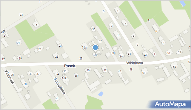 Pasek, Wiśniowa, 31, mapa Pasek