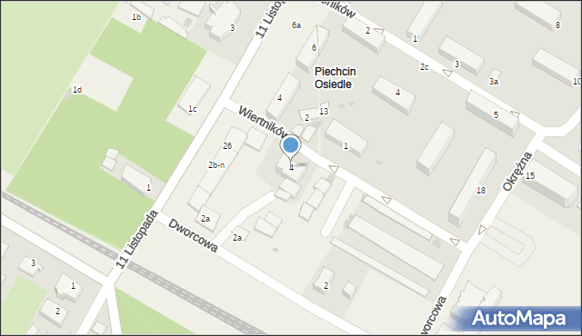 Piechcin, Wiertników, 4, mapa Piechcin