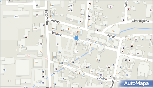 Piekary Śląskie, Wigury Stanisława, inż. pil., 1, mapa Piekary Śląskie