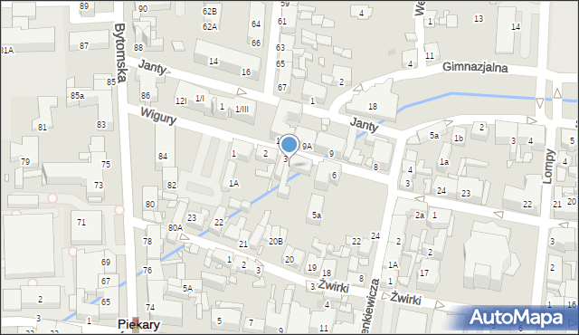 Piekary Śląskie, Wigury Stanisława, inż. pil., 5, mapa Piekary Śląskie