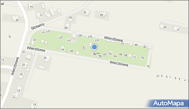 Pielgrzymowice, Wierzbowa, 56, mapa Pielgrzymowice