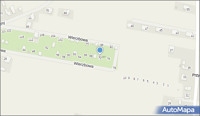 Pielgrzymowice, Wierzbowa, 72, mapa Pielgrzymowice