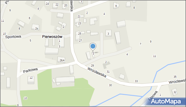 Pierwoszów, Wierzbowa, 1, mapa Pierwoszów