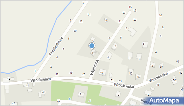 Pierwoszów, Wiosenna, 3, mapa Pierwoszów