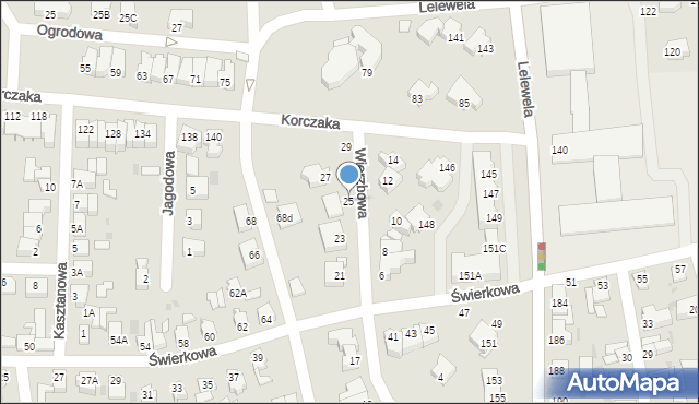 Piła, Wierzbowa, 25, mapa Piły