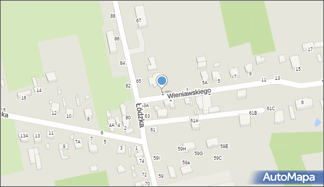 Piotrków Trybunalski, Wieniawskiego Henryka, 1, mapa Piotrków Trybunalski