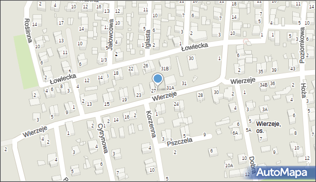 Piotrków Trybunalski, Wierzeje, 29, mapa Piotrków Trybunalski