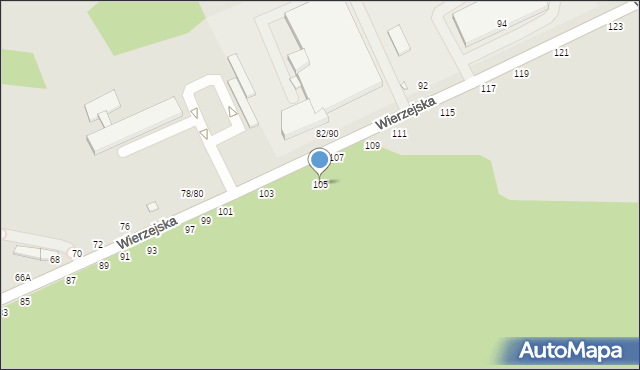 Piotrków Trybunalski, Wierzejska, 105, mapa Piotrków Trybunalski