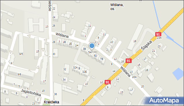 Piotrków Trybunalski, Wiślana, 5B, mapa Piotrków Trybunalski