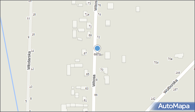 Piotrków Trybunalski, Witosa Wincentego, 70a, mapa Piotrków Trybunalski
