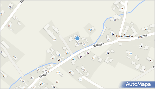 Pisarzowice, Wiejska, 44, mapa Pisarzowice