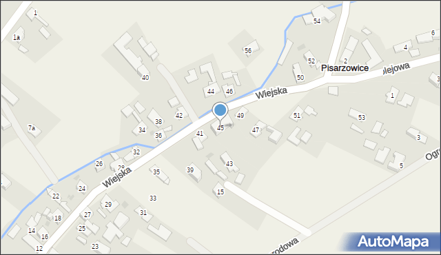 Pisarzowice, Wiejska, 45, mapa Pisarzowice