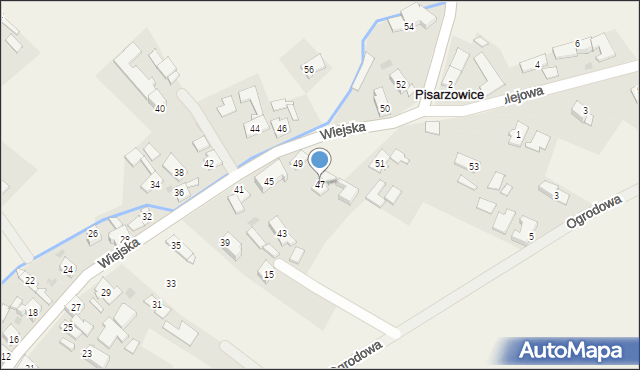 Pisarzowice, Wiejska, 47, mapa Pisarzowice