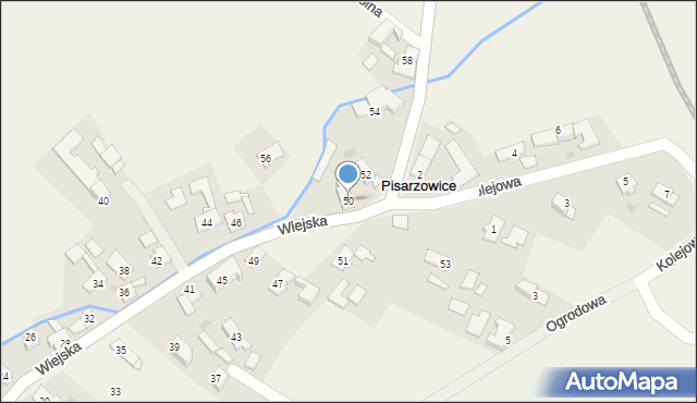 Pisarzowice, Wiejska, 50, mapa Pisarzowice