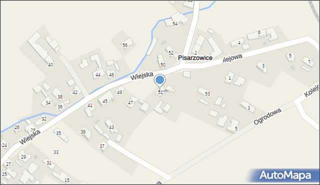 Pisarzowice, Wiejska, 51, mapa Pisarzowice