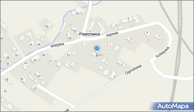 Pisarzowice, Wiejska, 53, mapa Pisarzowice