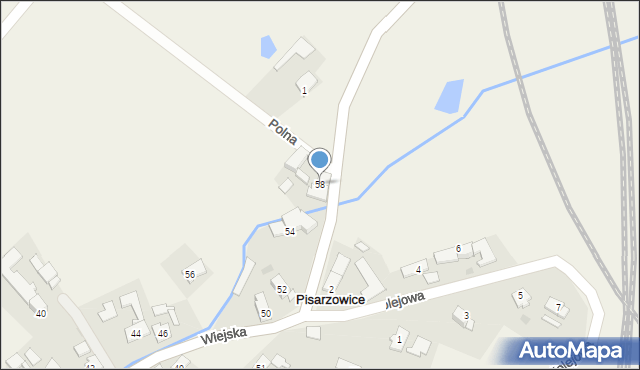 Pisarzowice, Wiejska, 58, mapa Pisarzowice