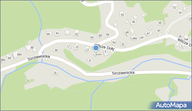 Piwniczna-Zdrój, Wilcze Doły, 7, mapa Piwniczna-Zdrój