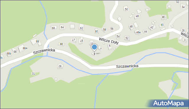 Piwniczna-Zdrój, Wilcze Doły, 9, mapa Piwniczna-Zdrój