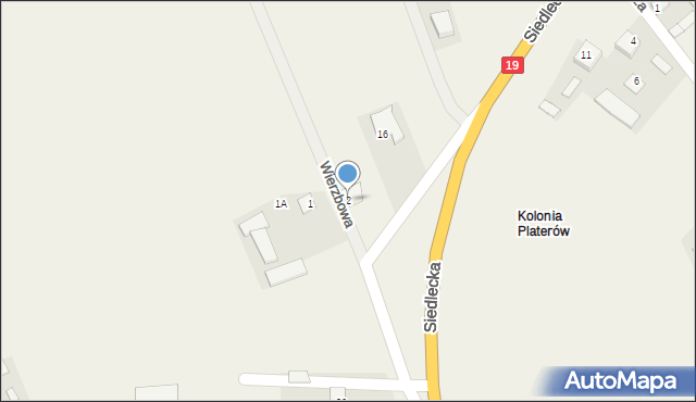 Platerów, Wierzbowa, 2, mapa Platerów